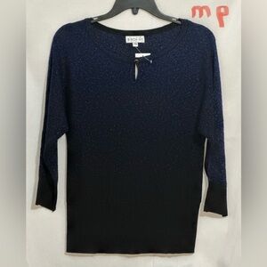 LADIES METALLIC BLUE & BLACK SWEATER